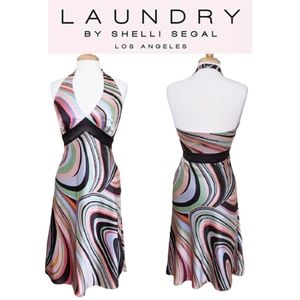 LAUNDRY by SHELLI SEGAL Silk Halter Dress